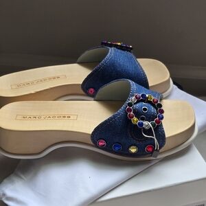 Marc Jacobs Blue Floral Mules with Bow